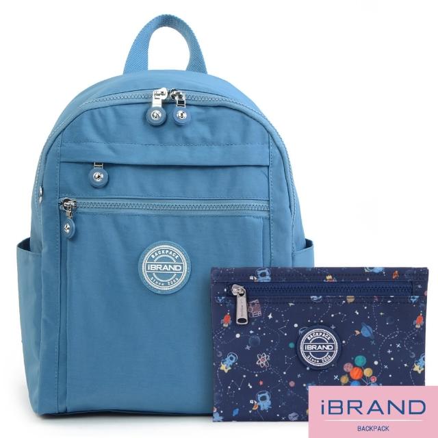 【iBrand】輕盈防潑水微甜尼龍口袋後背包(牛仔藍)