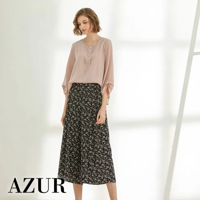 【AZUR】甜美碎花直筒寬褲