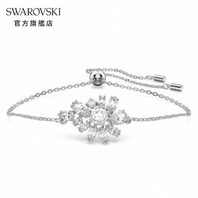 【SWAROVSKI 官方直營】Gema 手鏈 花朵 白色 鍍白金色 交換禮物