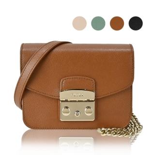 【FURLA 芙拉】CROSSBODY 荔枝紋壓釦斜揹包(多色選)