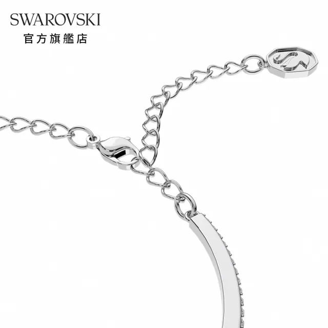 【SWAROVSKI 官方直營】Una 手鐲 八角形切割 密鑲 白色 鍍白金色