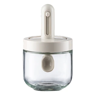 【Conalife】新升級可伸縮勺蓋一體分裝調味玻璃罐 300ml - 1入(勺子依存量調整長度)