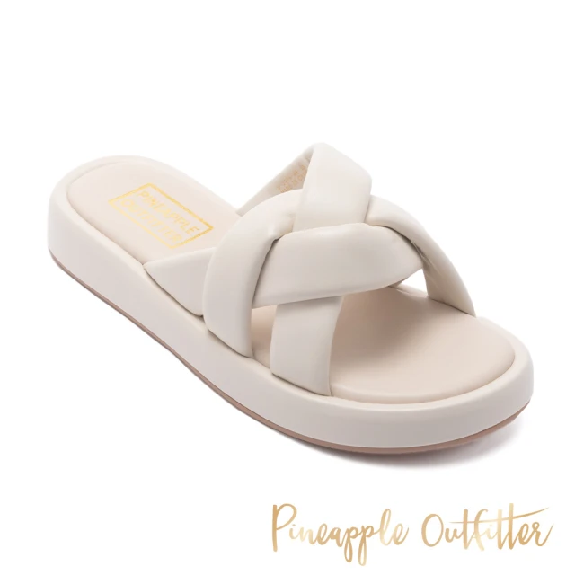 【Pineapple Outfitter】RAHUL 真皮編織厚底拖鞋(白色)