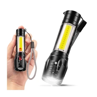 【AHOYE】XPE+COB防潑水變焦迷你手電筒 USB充電款(露營燈)