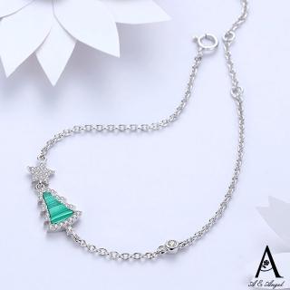 【ANGEL】奇蹟聖誕樹北歐風炫銀水鑽手鍊(銀色)