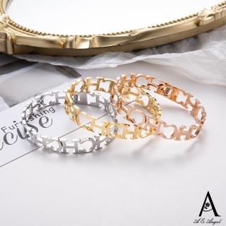 【ANGEL】CH英文歐美風鏤空中性不鏽鋼手環(3色可選)