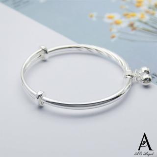 【ANGEL】鈴鐺拋光銀推拉式彈性伸縮手環(銀色尺寸可選)