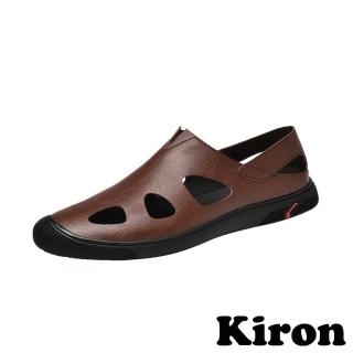 【Kiron】縷空休閒鞋 護趾休閒鞋/護趾機能縷空挖口百搭透氣休閒鞋-男鞋(棕)