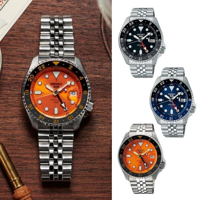 【SEIKO 精工】5 Sports系列 GMT兩地時間 機械腕錶 女王節 禮物 推薦(三款可選)