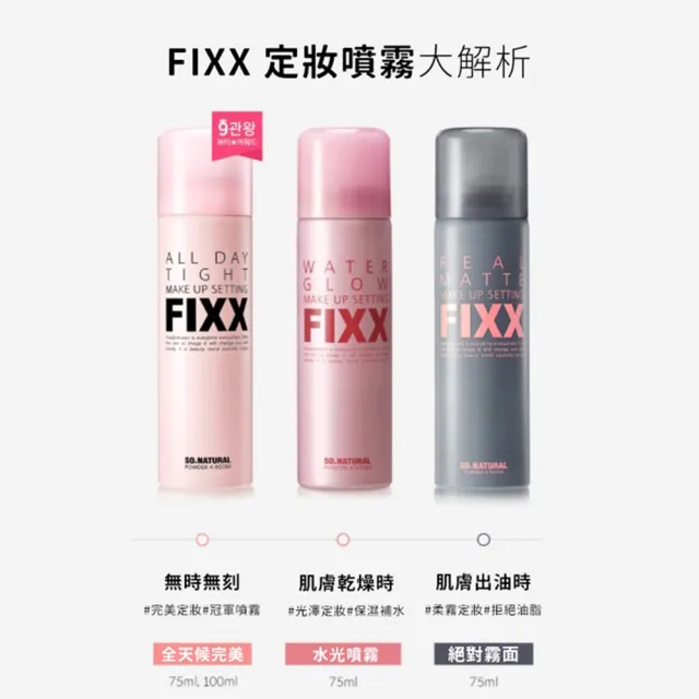 【SO NATURAL】FIXX全天候超完美定妝噴霧 75ml(NO.1定妝)