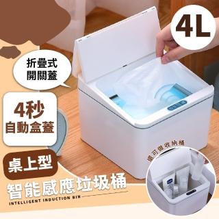 【自動掀蓋】桌上型智慧感應式垃圾桶(帶蓋 小垃圾桶 防塵收納盒 廚餘桶 除臭防臭 桌面收納 車用垃圾桶)