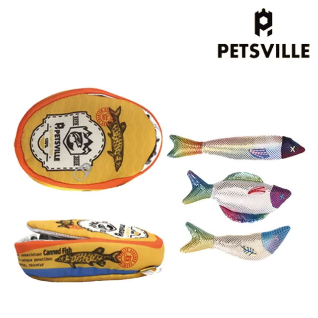 【美好寵商】Petsville派思維 三條小魚幹貓咪玩具套裝寵物玩具(貓咪玩具 藏食玩具 益智遊戲 貓玩具)