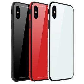 【Carlgold】iPhone XR 6.1吋 琉璃系列矽膠軟邊金屬框玻璃保護殼