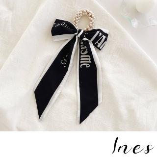 【INES】珍珠髮飾 飄帶髮飾 蝴蝶結髮飾/法式浪漫珍珠長飄帶蝴蝶結造型髮繩 髮飾 髮圈(款式40)