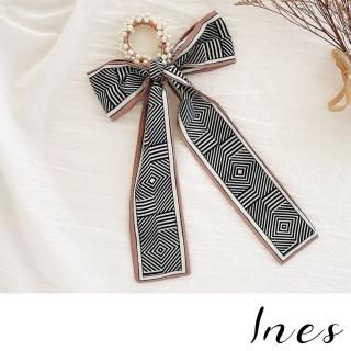 【INES】珍珠髮飾 飄帶髮飾 蝴蝶結髮飾/法式浪漫珍珠長飄帶蝴蝶結造型髮繩 髮飾 髮圈(款式32)