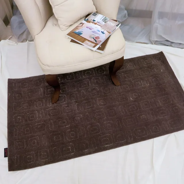 【山德力】ESPRIT羊毛回紋地毯70X140深棕(厚實羊毛 柔軟舒適)