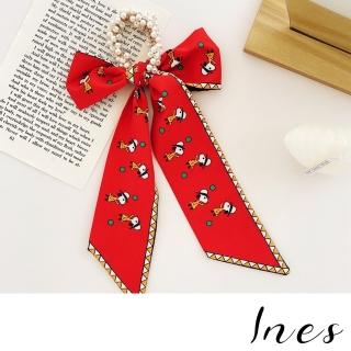 【INES】珍珠髮飾 飄帶髮飾 蝴蝶結髮飾/法式浪漫珍珠長飄帶蝴蝶結造型髮繩 髮飾 髮圈(款式30)