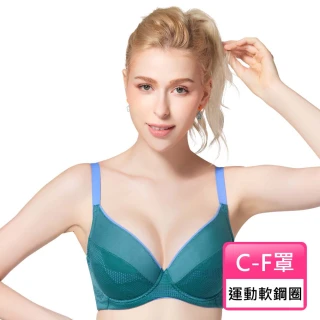 【Swear 思薇爾】時尚律動系列C-F罩軟鋼圈運動女內衣(牛仔藍)