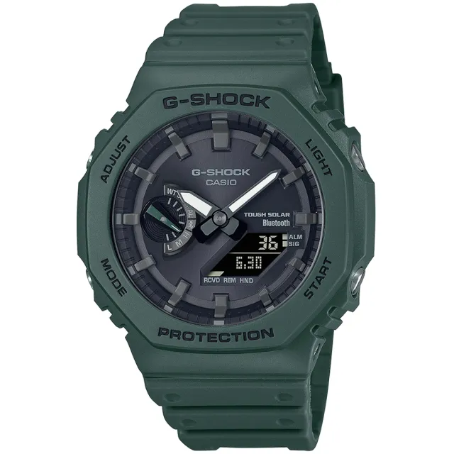 【CASIO 卡西歐】G-SHOCK 藍牙 太陽能 八角防護構造雙顯手錶  情人節 父親節 禮物(GA-B2100-3A/速)