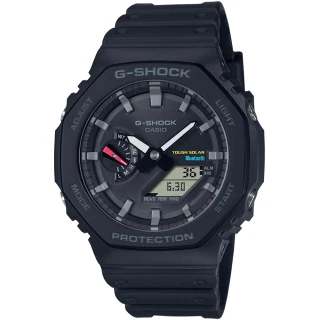 【CASIO 卡西歐】G-SHOCK 藍牙 太陽能 八角防護構造雙顯手錶 畢業 禮物(GA-B2100-1A/速)