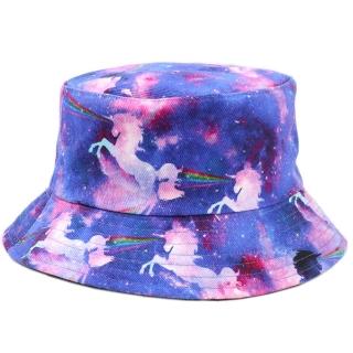 【米蘭精品】現貨+預購 漁夫帽遮陽帽(獨角獸印花平頂雙面男女帽子情人節生日聖誕節交換禮物74cq48)