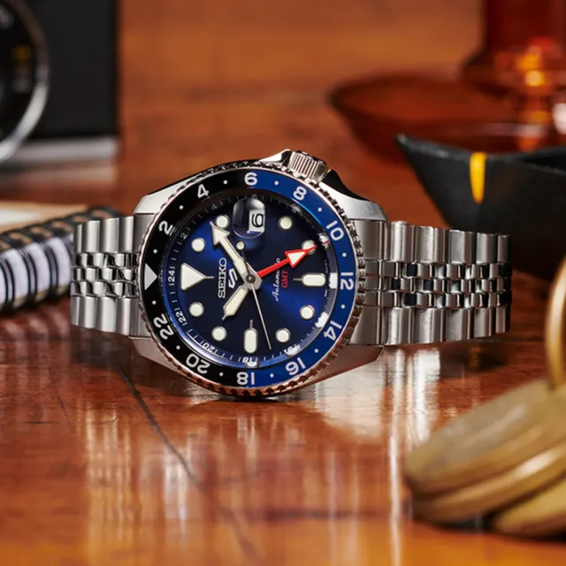 【SEIKO 精工】5 Sports經典SKX GMT 不鏽鋼帶 黑水鬼款(三款可選 綜合賣場 均一價)618年中慶