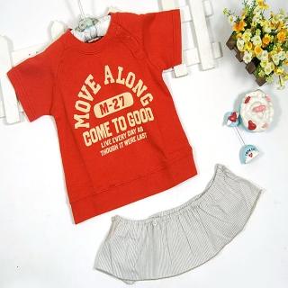 【時尚Baby】童裝 女童 短袖T恤紅色數字長版T恤純棉短袖上衣(女童裝純棉上衣女童春夏短袖長版上衣)