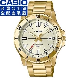 【CASIO 卡西歐】卡西歐鋼帶男錶-金(MTP-VD01G-9E 全配盒裝)