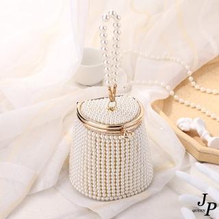 【Jpqueen】高雅氣質滿版珍珠女用手拿水桶晚宴包(2色可選)
