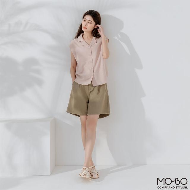 【MO-BO】棉麻翻領小蓋袖上衣(上衣)