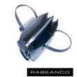 【RABEANCO】真牛皮革翻蓋設計肩揹/斜揹方包-大(墨水藍)