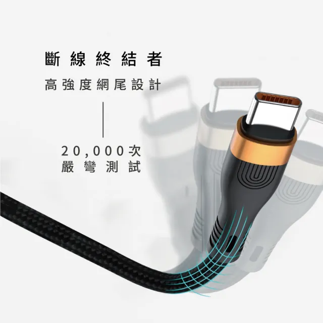 【TeZURE】100W Type-C 3合1 超級快速充電傳輸線150cm(一線搞定多機充電)