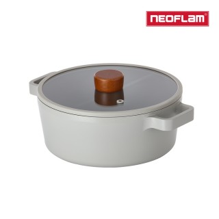 【NEOFLAM】韓國製FIKA 2.0鑄造雙耳湯鍋22CM-暗夜灰(IH爐可用鍋/非鐵氟龍不沾塗層)