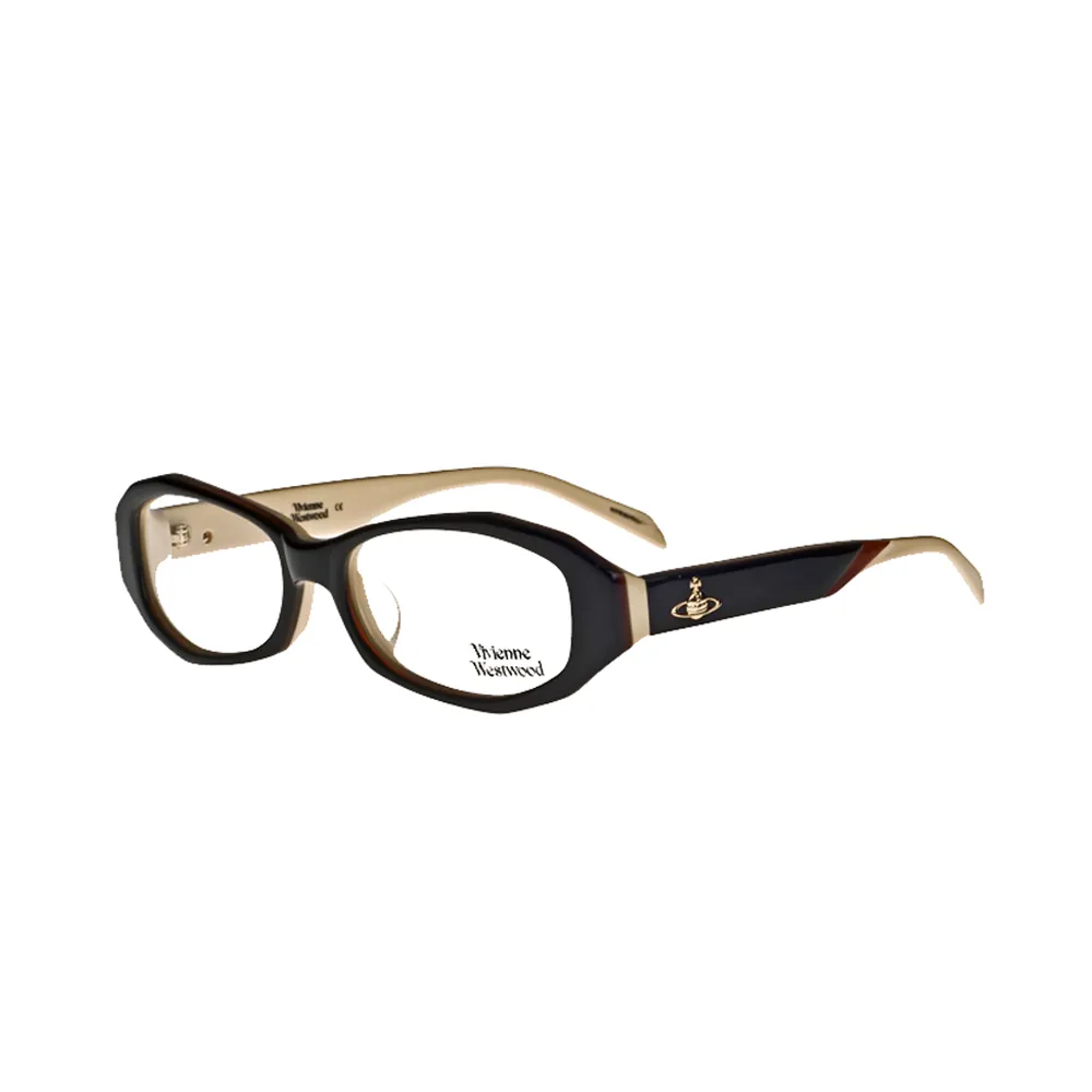 【Vivienne Westwood】時尚流線造型鏡框光學眼鏡(黑/米白 VW208_01)