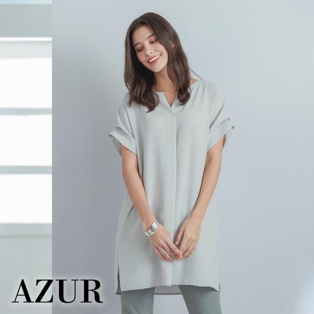 【AZUR】長版側開衩垂墜感上衣