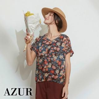 【AZUR】復古濾鏡玫瑰花圓上衣-2色