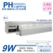 【Philips 飛利浦】3入 明亮 BN018 LED 9W 3000K 黃光 2尺 全電壓 支架燈 層板燈 _ PH430652