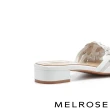 【MELROSE】愜意休閒編織造型方頭低跟拖鞋(白)