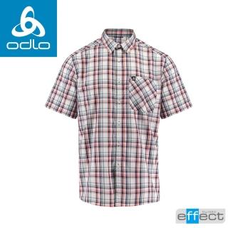 【ODLO】男款 銀離子短袖襯衫《白/藍/橘紅格》592522/格紋襯衫/防紫外線/吸濕排汗(悠遊山水)
