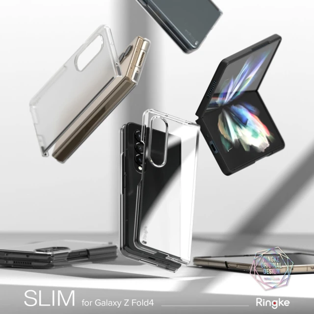 【Ringke】三星 Galaxy Z Fold 4 Slim 輕薄手機保護殼 透明 黑 霧透(Rearth 手機殼)