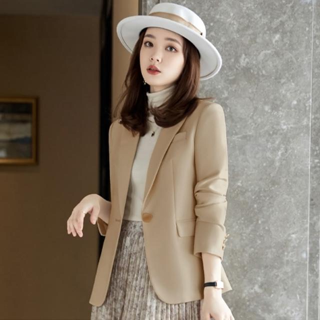 【米蘭精品】西裝外套休閒西服(純色氣質百搭春裝女外套3色74co3)