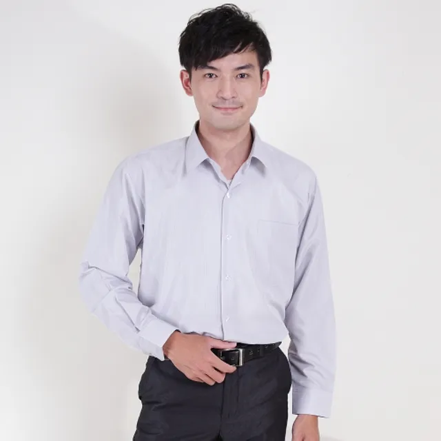 【JIA HUEI】長袖男仕吸濕排汗防皺襯衫 素面壓紋灰色   商務   男襯衫(台灣製造)