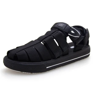 【G.P】d6系列 Q軟潮流織帶護趾涼鞋 男鞋(全黑)