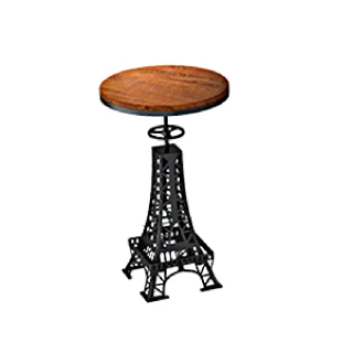 【METER DEER 米鹿】歐式工業風巴黎鐵塔造型實木升降可調式方桌(巴黎鐵塔 吧檯桌 升降桌 戶外餐桌)