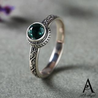 【ANGEL】熱情巴里島綠晶復古雕花戒指(綠色戒圍可選)