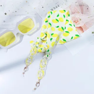 【my stere 我的時尚秘境】現貨-歐美時尚檸檬印花絲巾口罩鏈(網美必備 印花設計)
