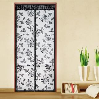 【百特兔寶】巧易收浮雕雅黑磁扣防蚊門簾-黑植絨 約100x210cm(防蚊防蟲/全扣式設計/自動閉合門簾)