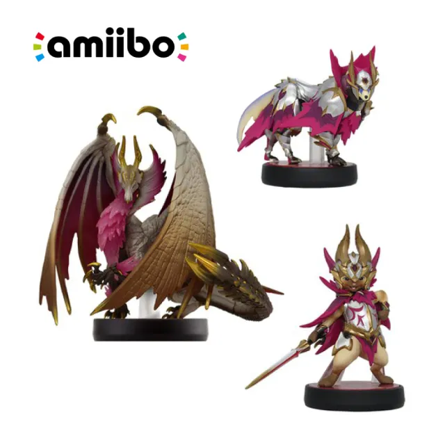 【Nintendo 任天堂】Switch amiibo魔物獵人 崛起:破曉 爵銀龍+加爾克 爵銀龍犬+艾路 爵銀龍貓(三款)