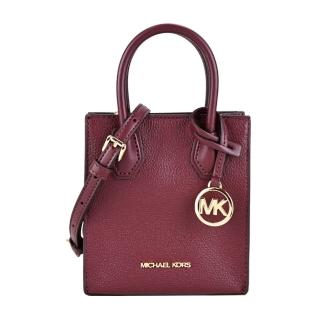 【Michael Kors】MERCER荔枝紋手提/斜背迷你兩用琴譜包(酒紅)