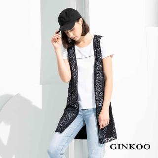 【GINKOO 俊克】夏葉雕花簍空背心罩衫